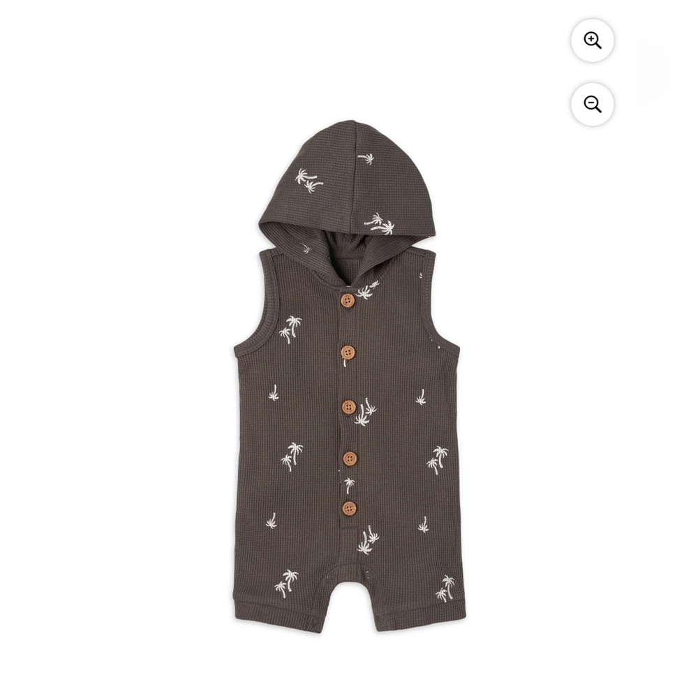 Modern moments Brown Sleeveless Hooded Romper with Palm Tree Print size 18M NWT